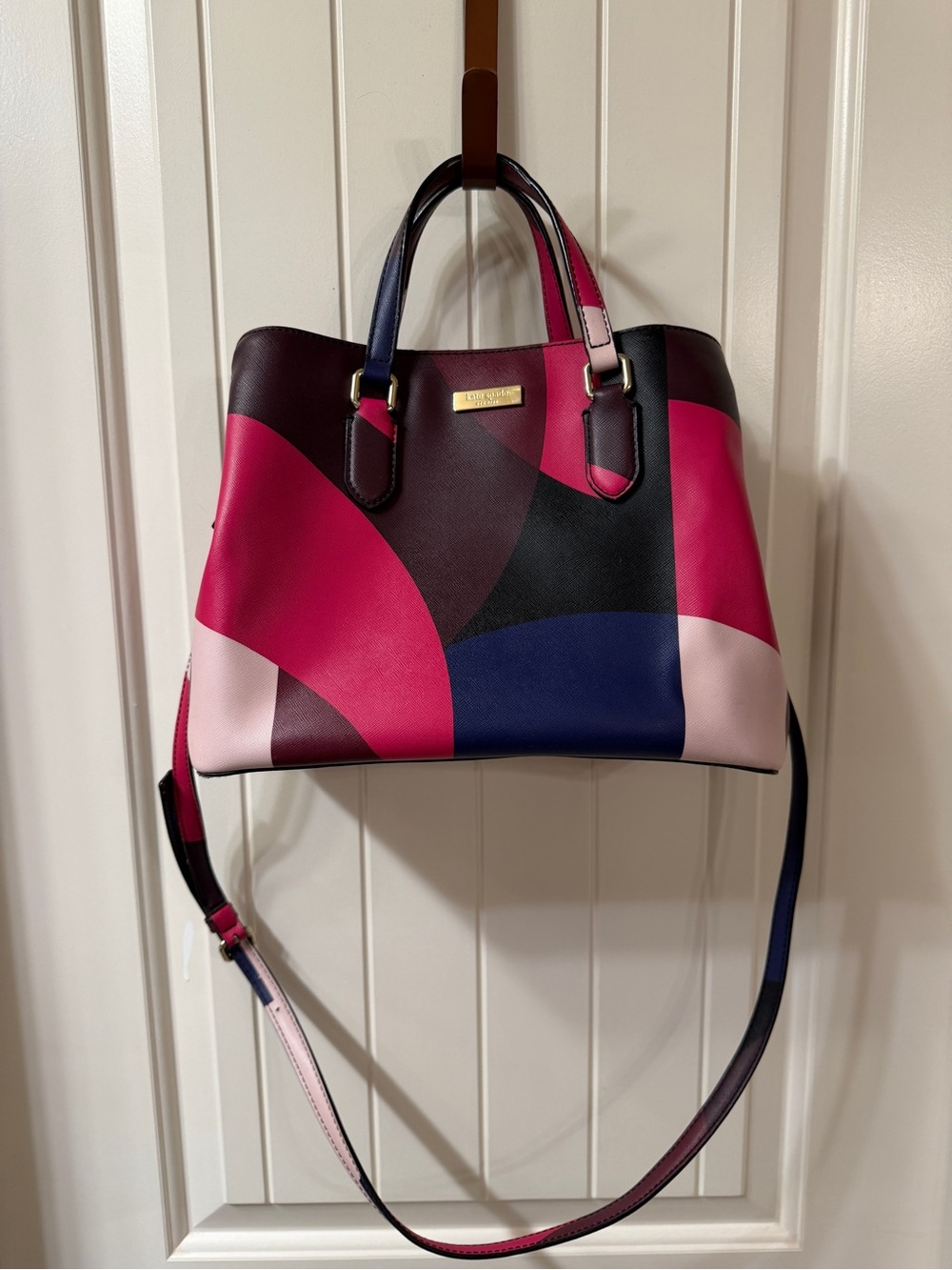 Kate Spade Laurel Way Geo Spotlight Evangelie Satchel Handbag Pink Purple